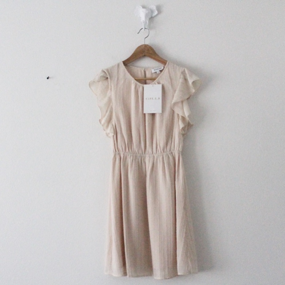 NWT Gilli Ruffle Sleeve Striped Fit Flare Dress L840